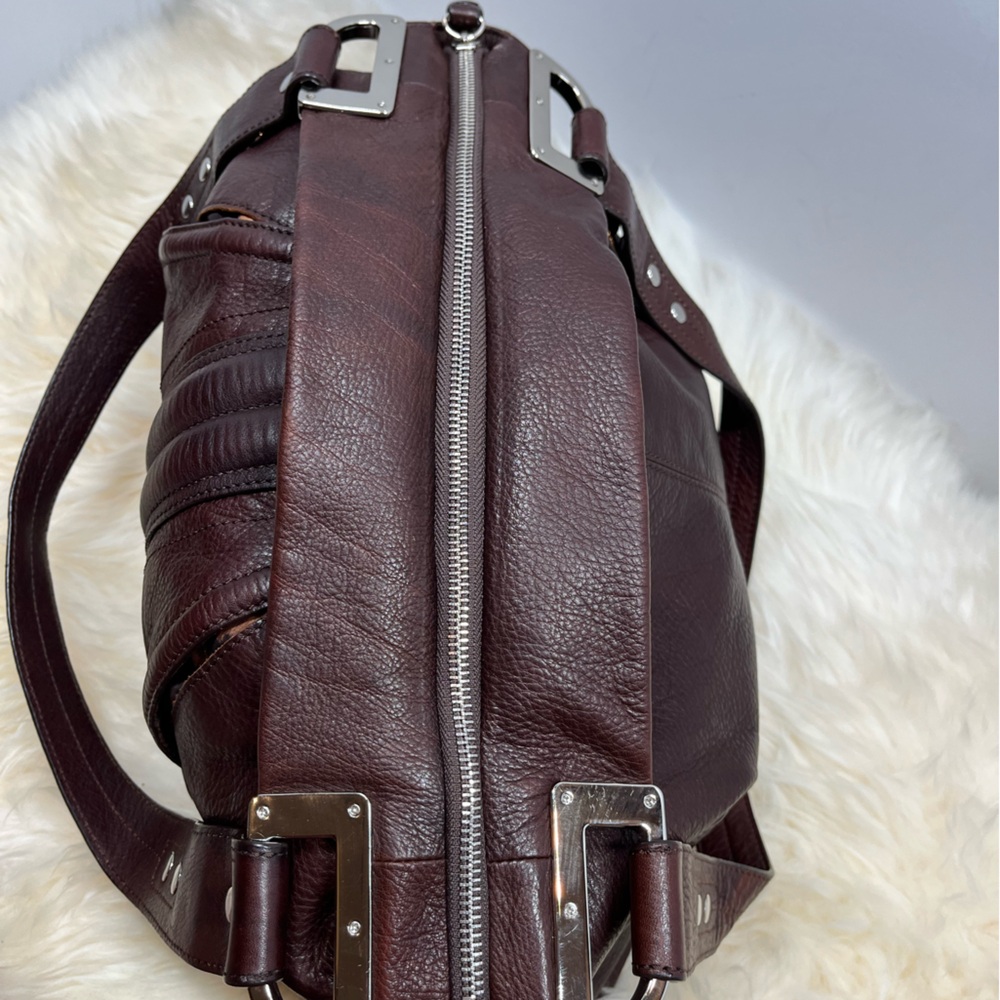 B Makowsky  Merlot Leather Genuine Leather Double Straps/ Shoulder bag/ - Picture 7 of 17